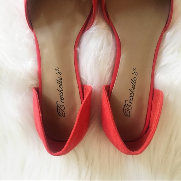 Coral Pink Pointy Toe Flats - Picture 5 of 6